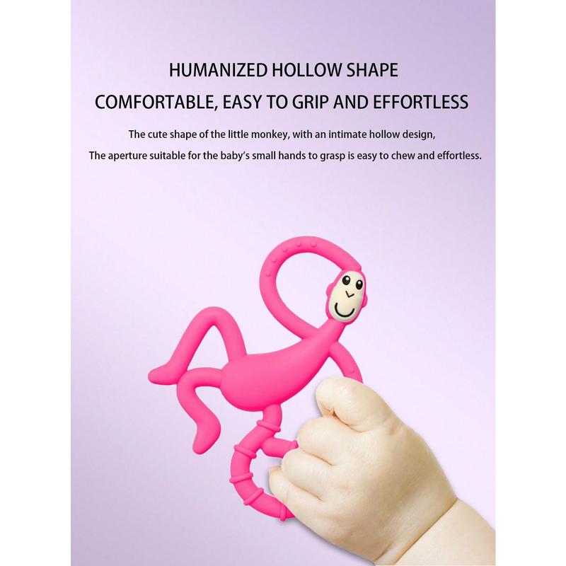 1pc Baby Silicone Teether Baby Teether Dancing Monkey Teether Maternal And Infant Products Biting Joy Baby Gift Rose Red 1