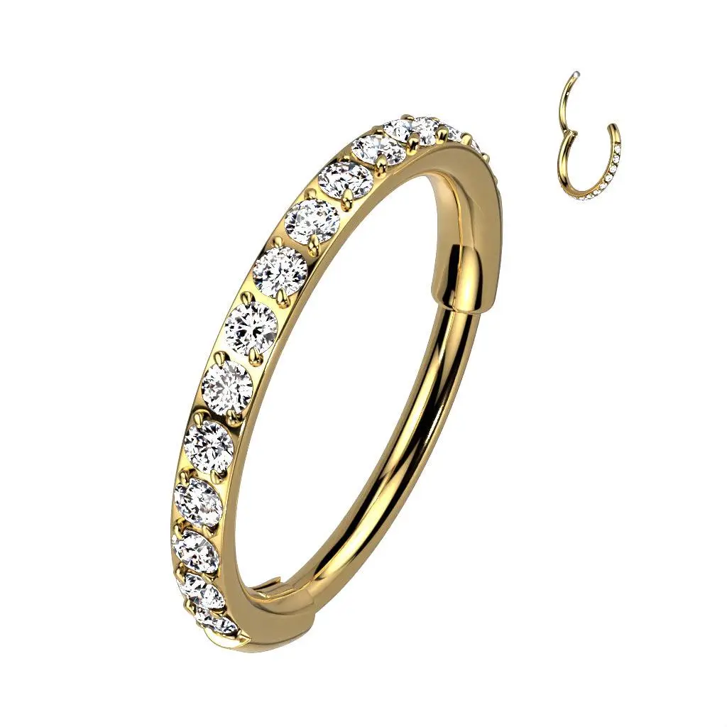TITANIUM 7MM CRYSTAL LINED RING- 20 GAUGE HOOP FOR NOSE & EAR