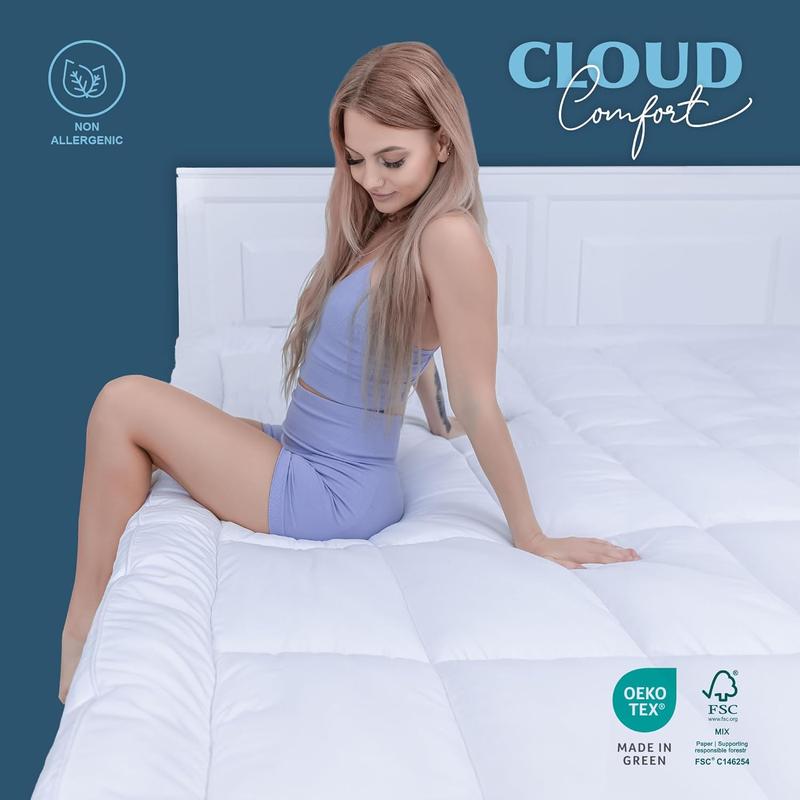 Deep Sleep Hotel Quality Mattress Topper 10cm/4Inch Thick Deep Quilted Toppers Single Double King Super King Bed Size 1
