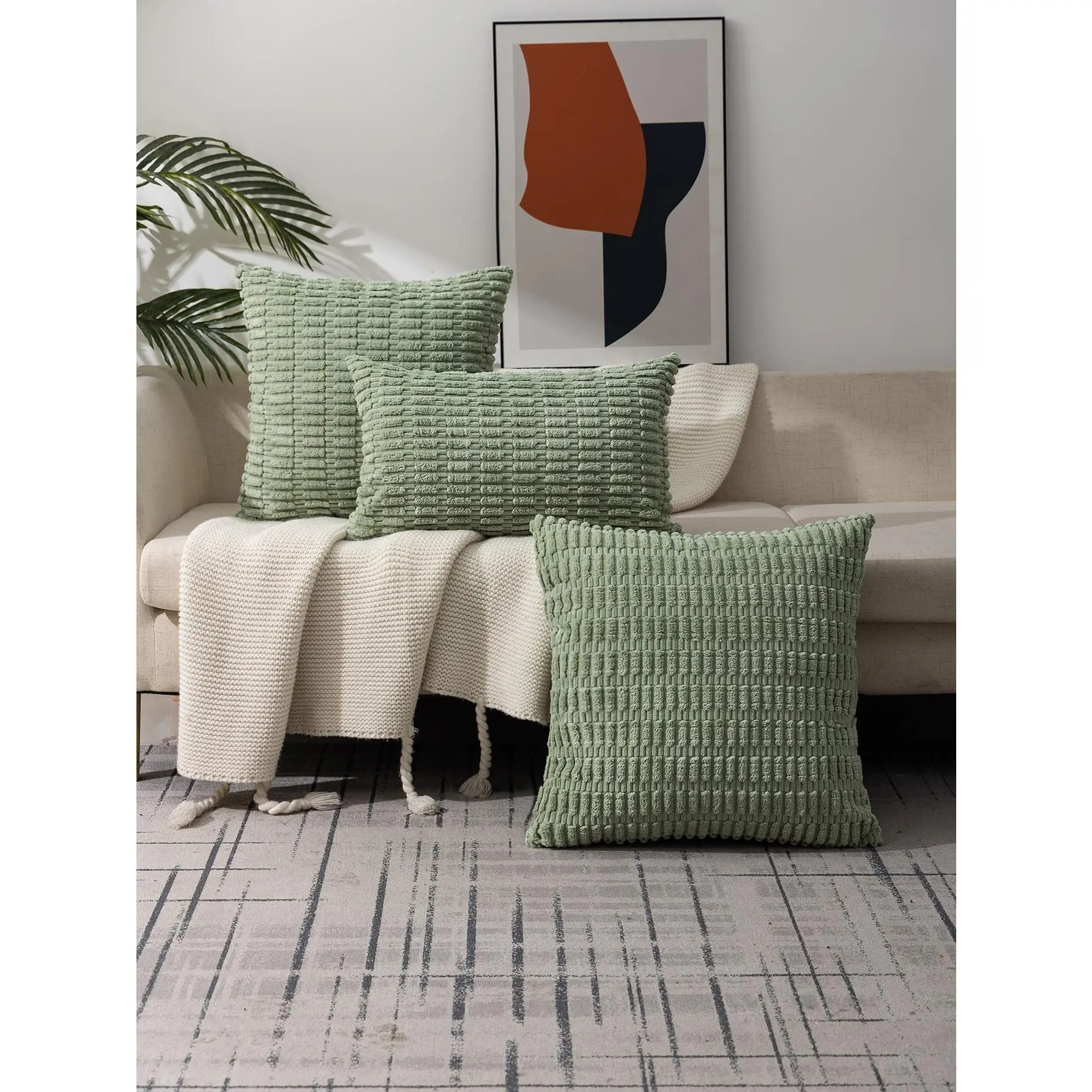 1pc Solid Color Comfortable Stitched Sofa Cushion Cover