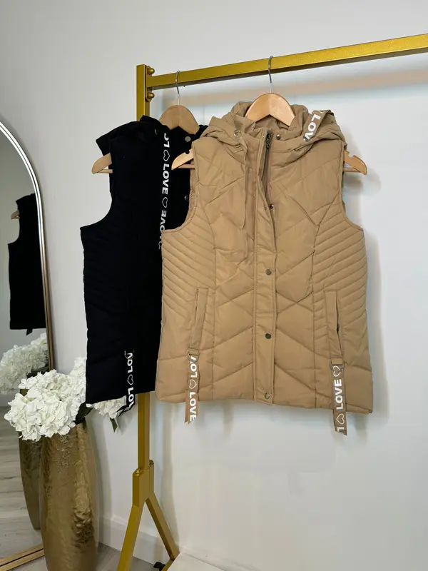 {GLAMDOLL} PIPPA Short Quilted Zip Through Gilet with Hood Womenswear Pockets 0