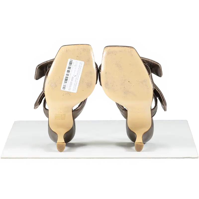 GIA BORGHINI X Pernille Teisbaek Perni 03 Leather Sandals In Brown UK 6 EU 39 👠 3