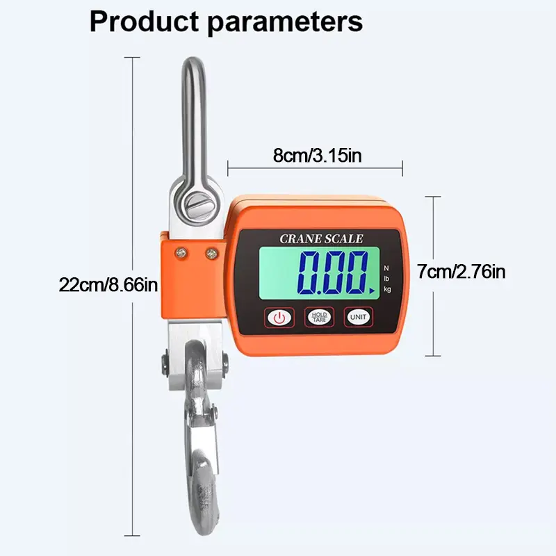Electronic Hanging Scale Digital Crane Scale Precise Sensor, 0.05/500kg 1100lbs 1