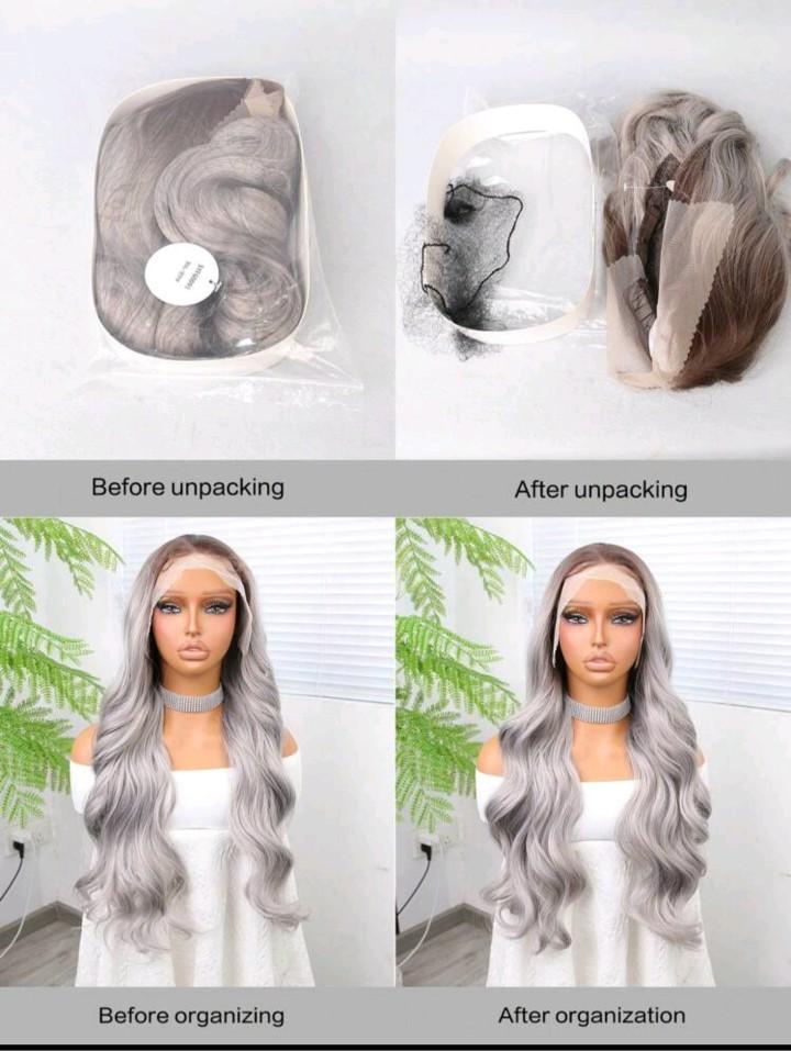 Product Introduction of 26 inches Pre-plucked ash blonde heat resistant synthetic fiber wig 4