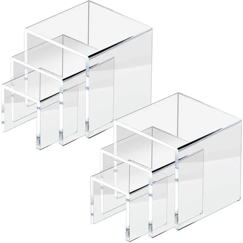 Acrylic Display Risers for Funko POP Figures | Jewelry Display Riser | Clear Display Stands | Retail Displays Bridge Showcase for Cupcake Stands / Candy Dessert Table Decorations - Organiser Racks Shelf Pedestal Shoe