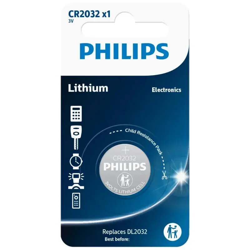 1 x Philips CR2032 Lithium Coin Cell Battery DL2032 3V
