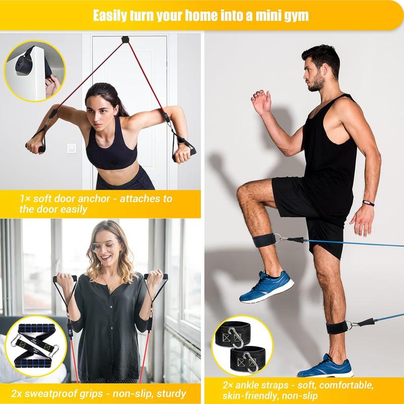 Resistance Bands Set, 11pcs/set Resistance Bands for Working Out Exercise Bands with Door Anchor, Fitness Accessories, Gymtok, Gym Accessories, Christmas Gift 2