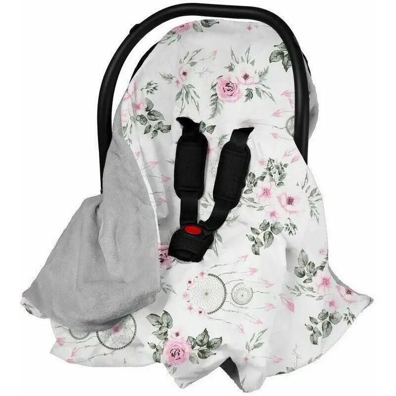 Baby Blanket Car Seat Reversible Wrap Plush Soft Double Sided Cotton 100X100cm Grey-Dream Catcher