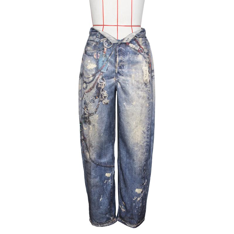 Product Introduction of Leosoxs Women Denim Pants Spring Casual Leather 3D Printed Wide Leg Pants Streetwear Lady Loose Straight-Leg Jeans Trousers 8