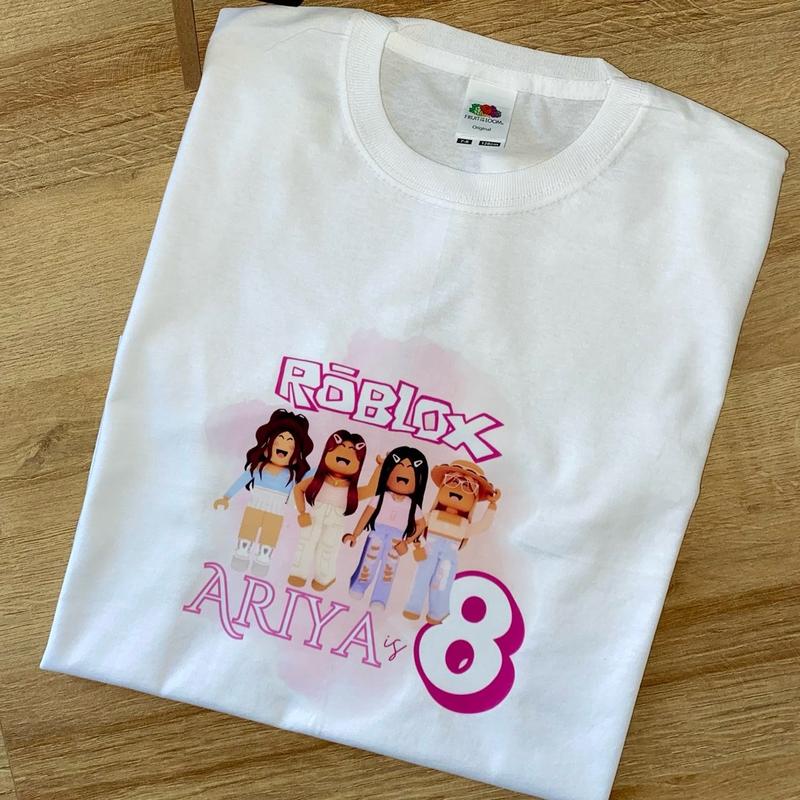 Personalised Roblox Birthday T-shirt, Roblox Birthday t-shirt, Roblox, Kids Roblox T-shirts, Kids Birthday T-shirts, Girls roblox tshirt 5