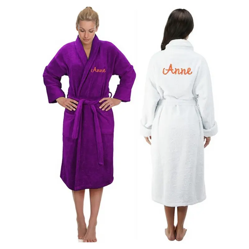Back and Front Custom Font TEXT Embroidery on 100% Terry Bathrobe 0