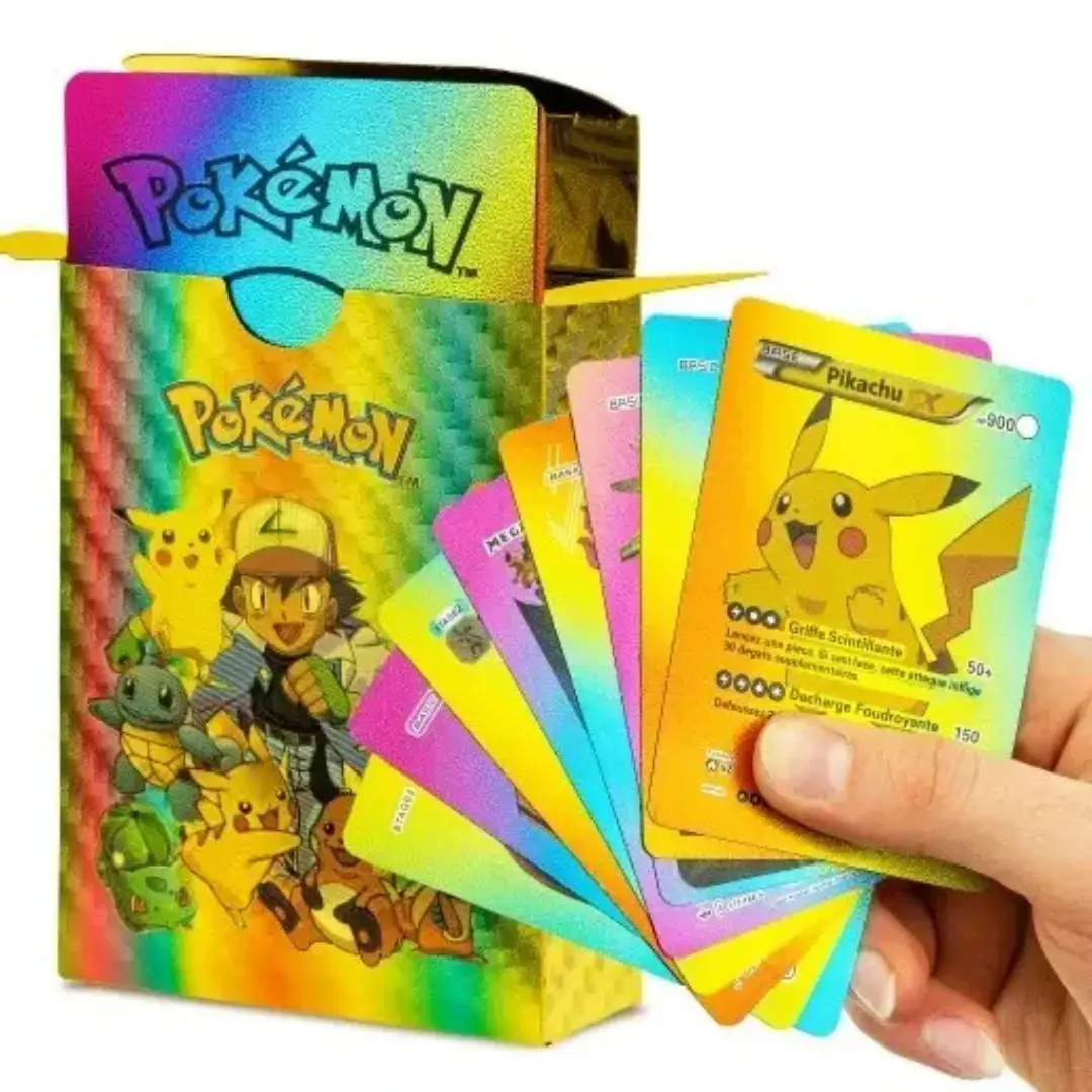 Pokemon Rainbow Foil Cards - Pack Of 55 Pcs TCG Deck Rainbow Foil  Cards - Trading Cards