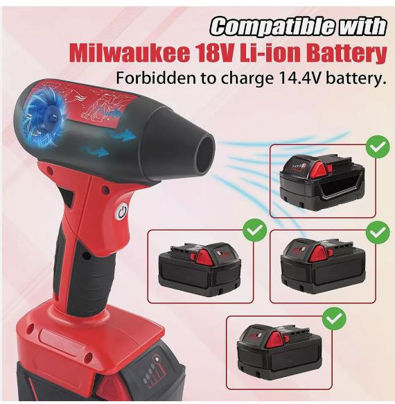 Jet Dry Mini Fan 130,000 RPM Air Blower For Milwaukee 18V M18 Battery Wireless 1