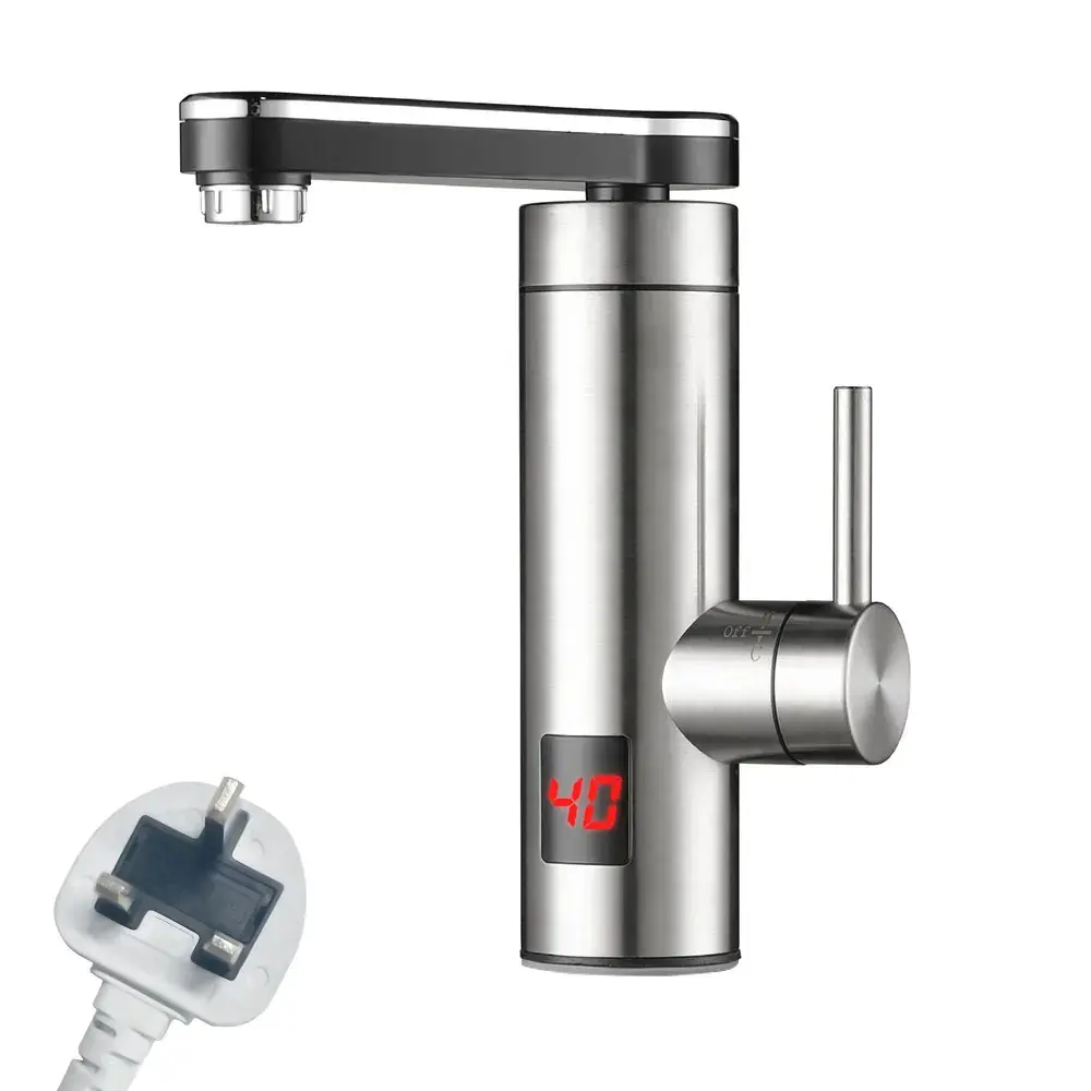 Electric Instant Heating Water Tap 3300W High Efficiency ,LED Digital Temperature Display, Stainless Steel IPX4 360 Degrees Swivel Single Electric Hot Water Faucet , Kitchen Fast Heating Tap For Kitchen Bathroom Washroom