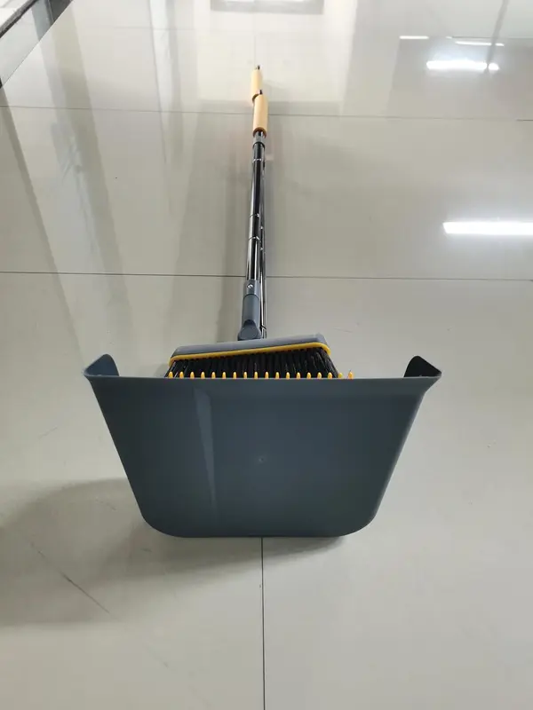 Dustpan and Brush Set Long Handled, Tall 180 Degree Rotating Sweeping Brush, Household Dust Pan with Comb Teeth for Indoor Outdoor Garden Home Room Kitchen Office Lobby 2