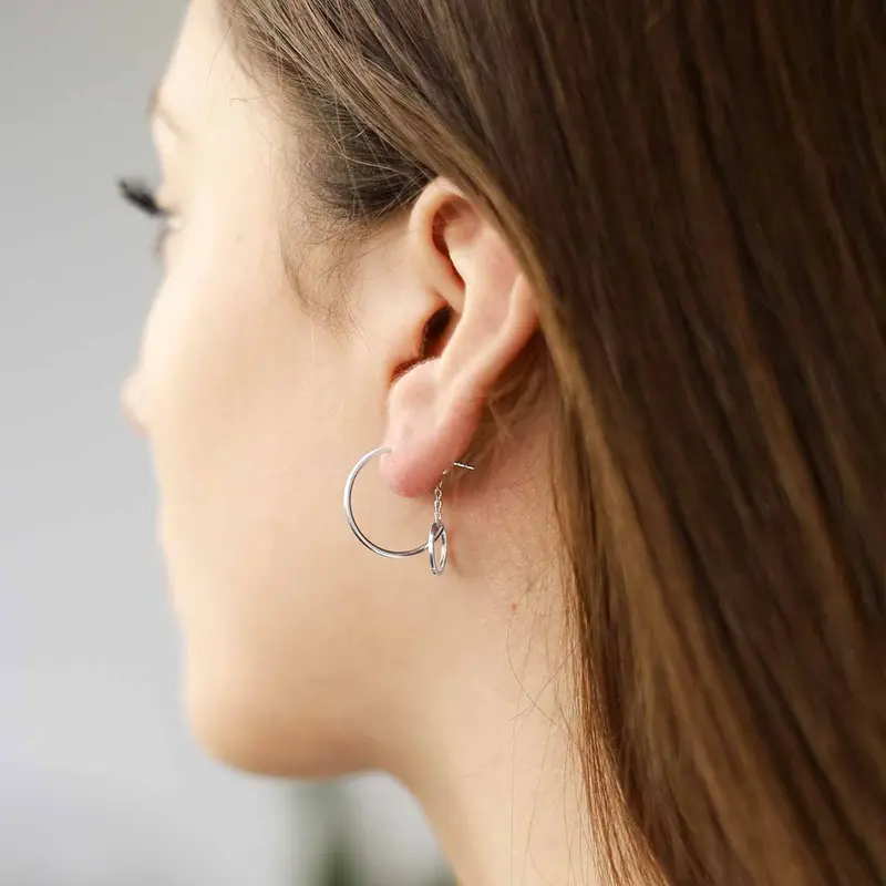 Sterling Silver Multi Circle Hoop Earrings 0