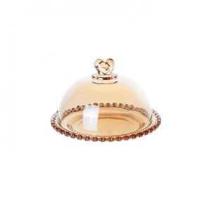 Karaca Glory Glass Cake Dome, 19cm, Amber