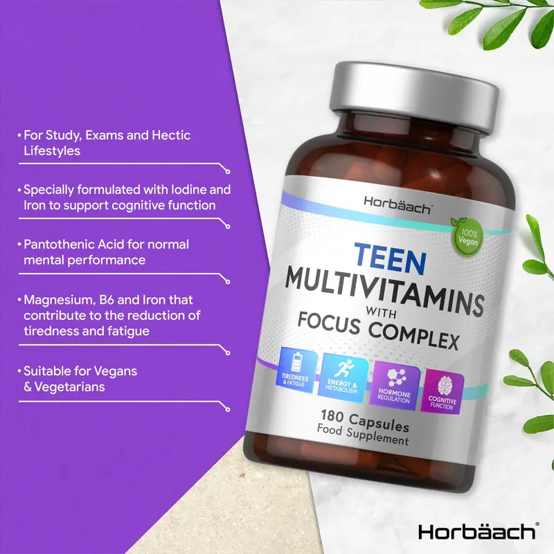 Multivitamins with Focus Complex for Teens | 180 Capsules 1