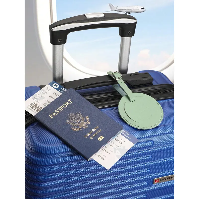 1pc Business Travel Luggage Tag Leather PU Identification Card Holder Anti-Lost Info Plate, Airplane Check-In AccessoryLuggage Tag Travel Accessories Travel Essentials Travel Organizer For Beach Summer Vacation Back To School 2