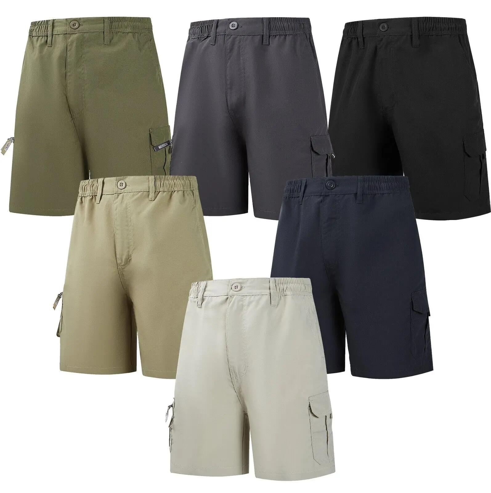 Men's Cargo shorts Combat Workwear Elasticated Waist Cotton Pants with Pockets Size  M,L,XL,XXL,XXXL,4XL,5XL Menswear