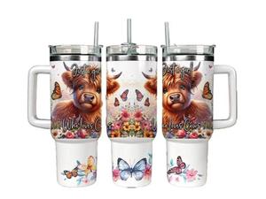 Just a girl who love cows - 40oz Highland cow tumbler - Personalised gift