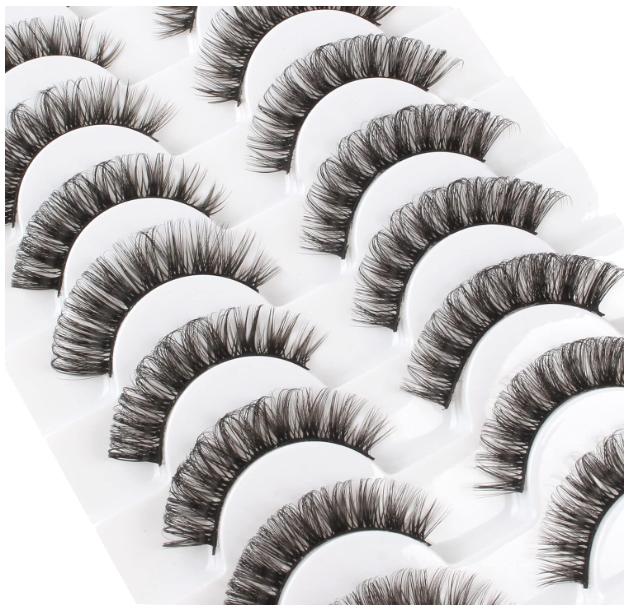 Glowingwin Cat Eyelashes Volume 3D Hybrid Natural Look Fake Russian Strip Lashes 10 Pairs Dramatic Fluffy Handmade Reusable D Curl False Eyelashes 1