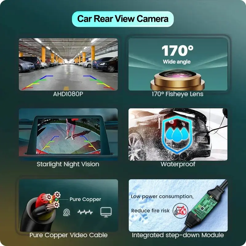 Car Rear View Camera CVBS AHD 1080P Full HD Reversing Rear Camera 170° Wide Angle Night Vision Fisheye Len Car Reversing Camera 2