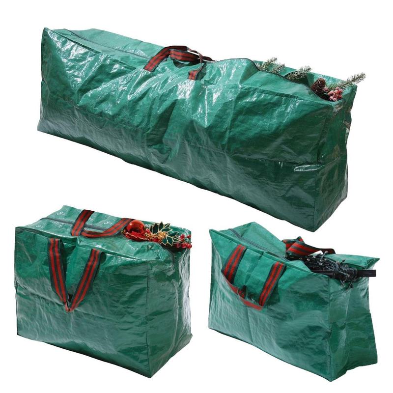 Set of 3 Green Christmas Storage Bags for Festive Home Organization Household Organiser Tree 1