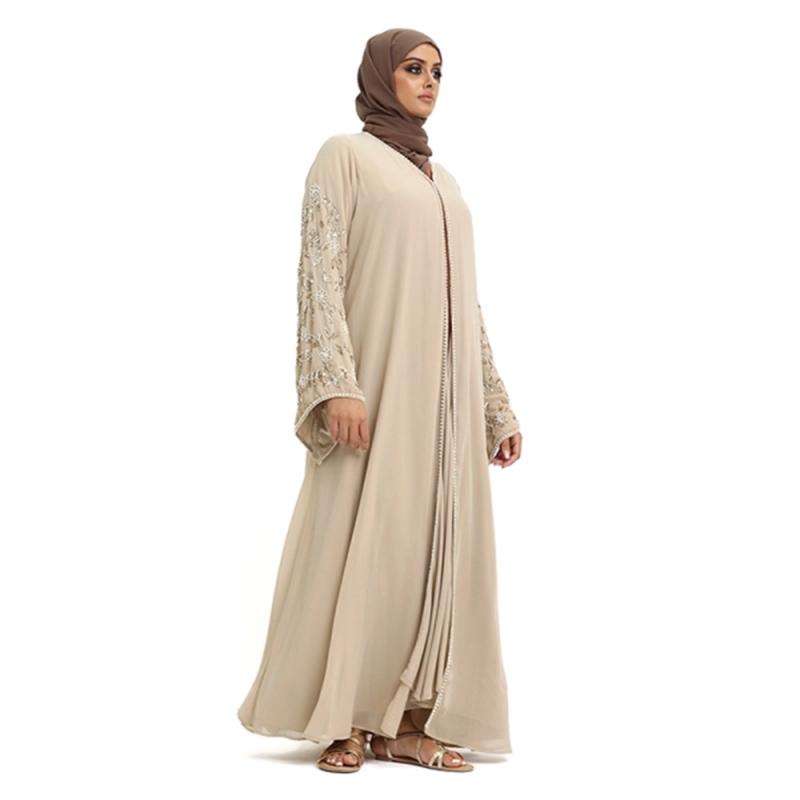 Hina Pearl Chiffon Biege Beaded Kimono 3