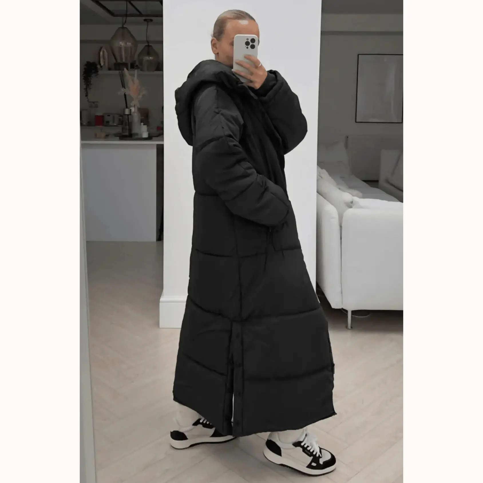 OVERSIZED Maxi Puffer Jacket for Women UK | Longline Padded Coat with Removable Faux Fur Hood | Warm Quilted Winter Jacket | Ladies Hooded Parka Casual Comfortable