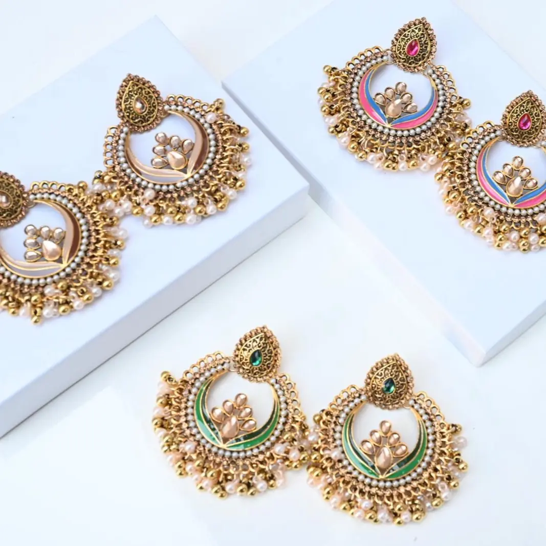Antique Chaandbali, Indian Earrings, Pakistani Earrings, Jhumka, Desi Earrings, Afghan Ethnic Tribal Boho Gypsy Earrings, Indian jewellery