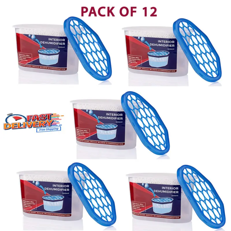 12 X Dehumidifier Interior Damp Trap Mould Moisture Mildew Remover Caravan Home Lightweight Room 0