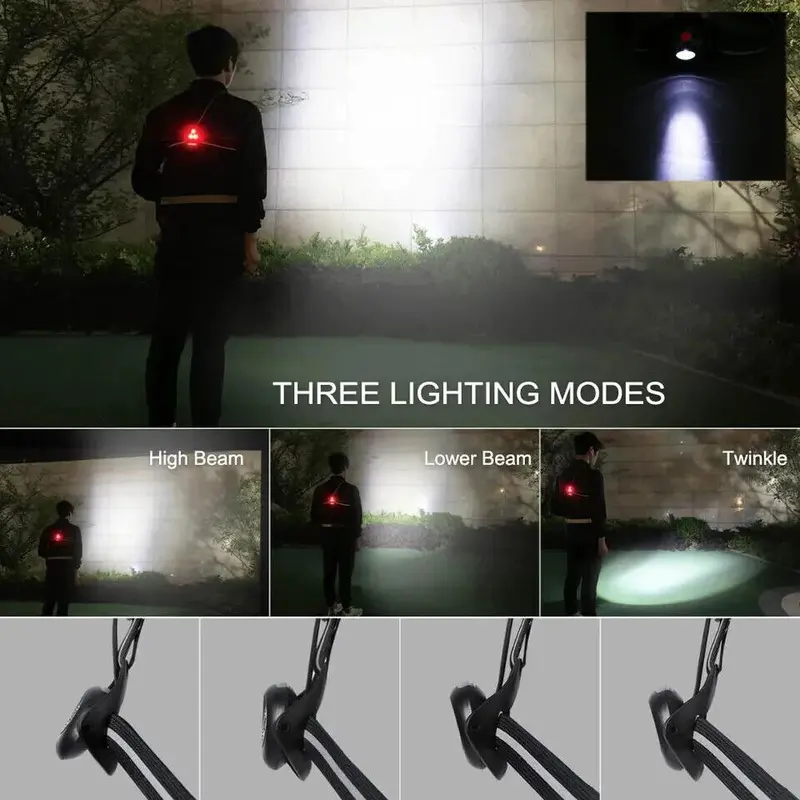 Waterproof Night Running Light, USB Rechargeable LED Chest Light Safety Wearabl 3