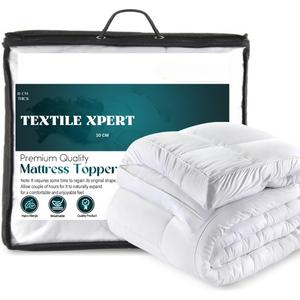 Extra Thick Mattress Topper 4”/10cm With Elasticized Corners | Hotel Quality-Breathable Noiseless Washable Anti SlipFluffy Hypoallergenic Mattress Topper-Supersoft Heavy Fill-Anti Allergy-Stitched and Elasticated Corner Strap-Single Double King Super King