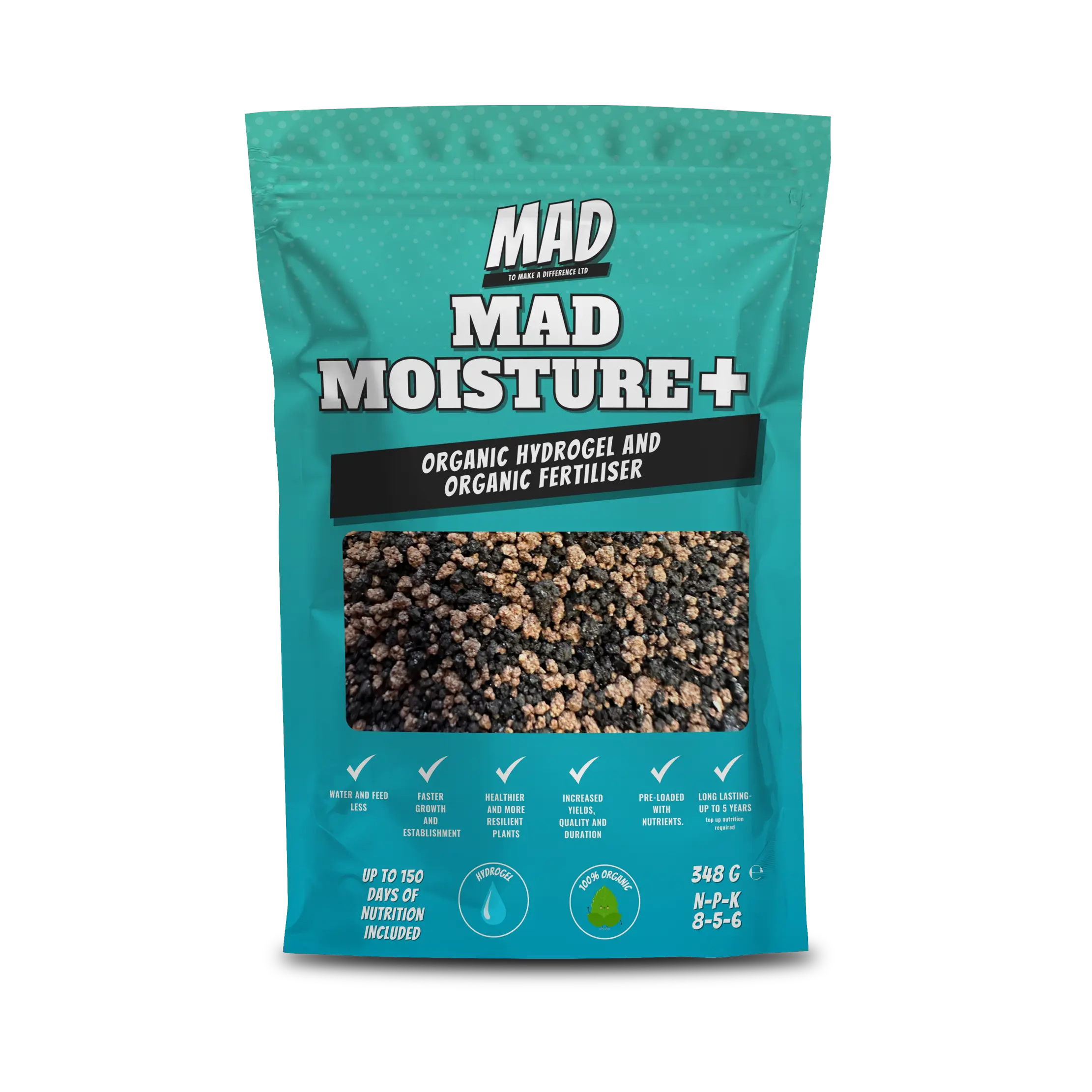 MAD Moisture+ Organic Fertiliser Hydrogel - Balanced Nutrient Profile for Healthier Plants and Increased Yields