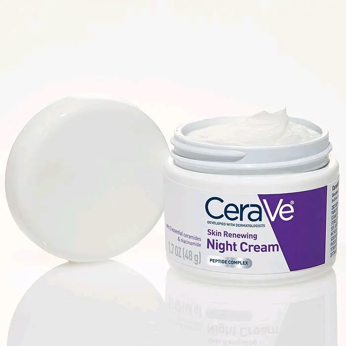 Loreal CeraVe Skin Renewing Night Cream | Niacinamide, Peptide Complex, and Hyaluronic Acid Moisturizer for Face Skin Repair Skincare Comfort Moisturizing | 1.7 Ounce 0