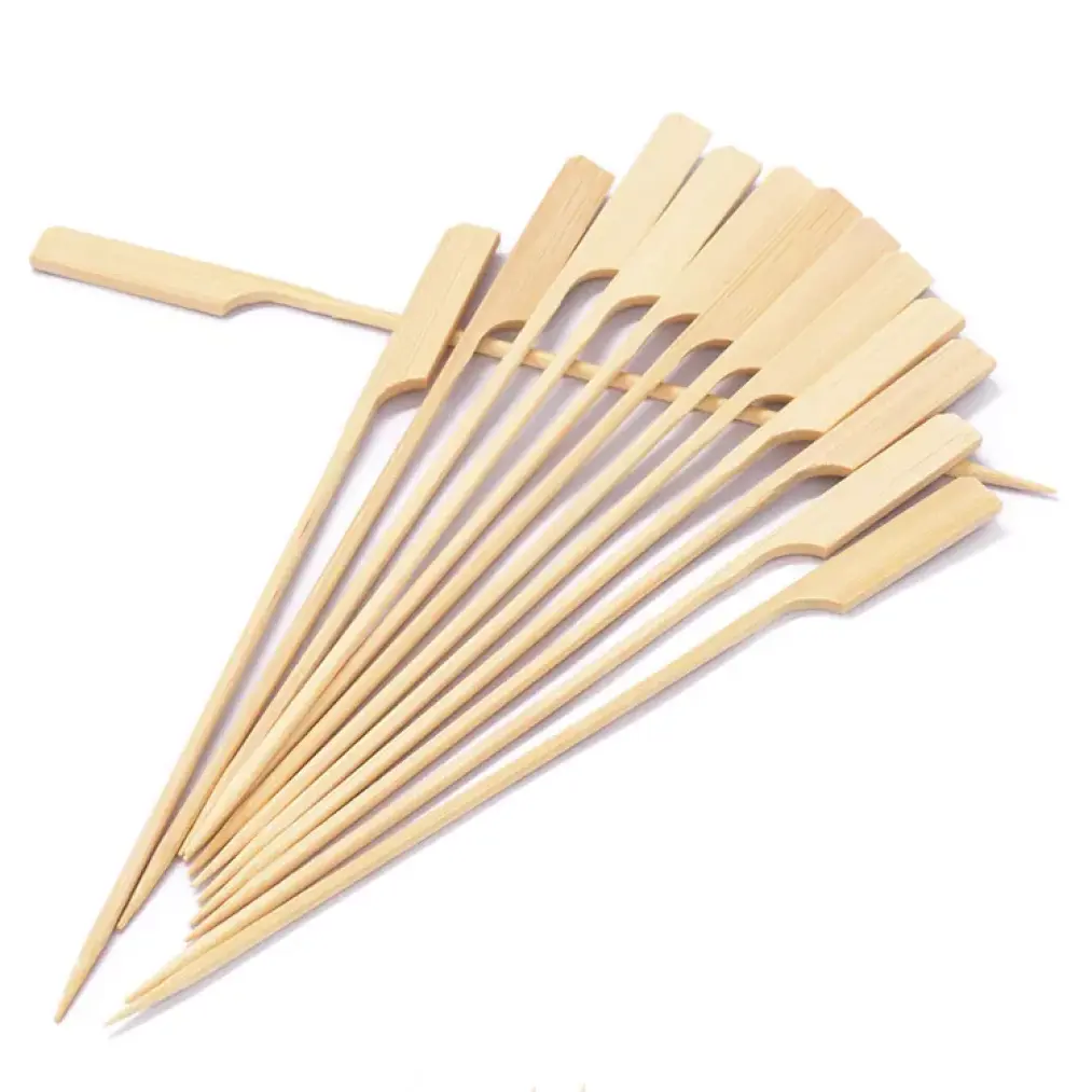 Eco-Friendly Bamboo Skewers for Kebabs, Cocktail Sticks for Food, Marshmallow and Chocolate Fountain - Paddle BBQ Skewers - Pack of 100 - Utensils