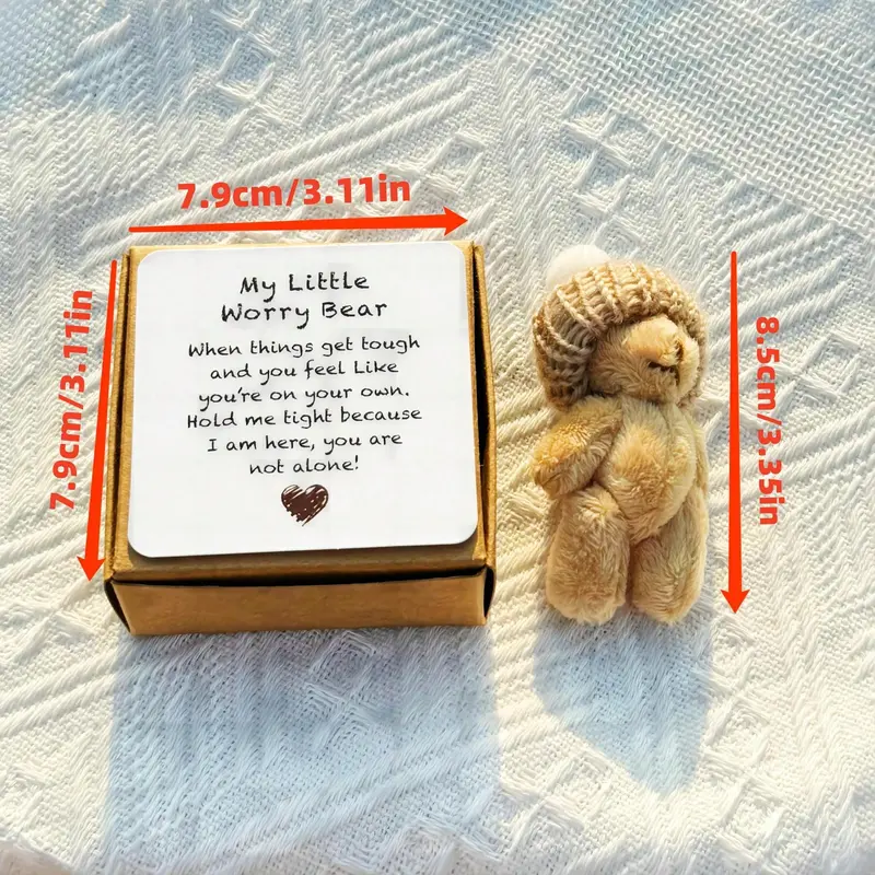 [2025 Mother's Day Gifts] 1pc, Pocket Teddy Bear Hug, Mini Plush Bears In Box, Little Pocket Bears With Inspirational Card, Sympathy Gifts For Graduation Birthday Christmas, Suitable For Both Men And Women,Christmas 3