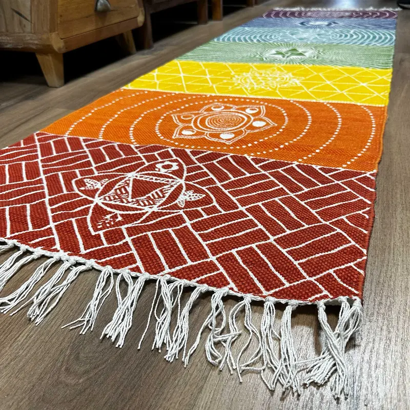 Cotton Chakra Inspired Yoga Rug Meditation Spiritual Space 3