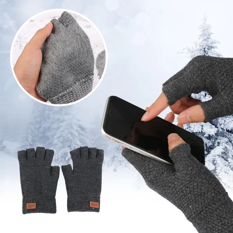 ATRACTIVOLL 1/3pair Men's and women's gloves winter warm alpaca hair fingerless knit gloves Work warm gloves Outdoor cycling touchscreenable gloves 1