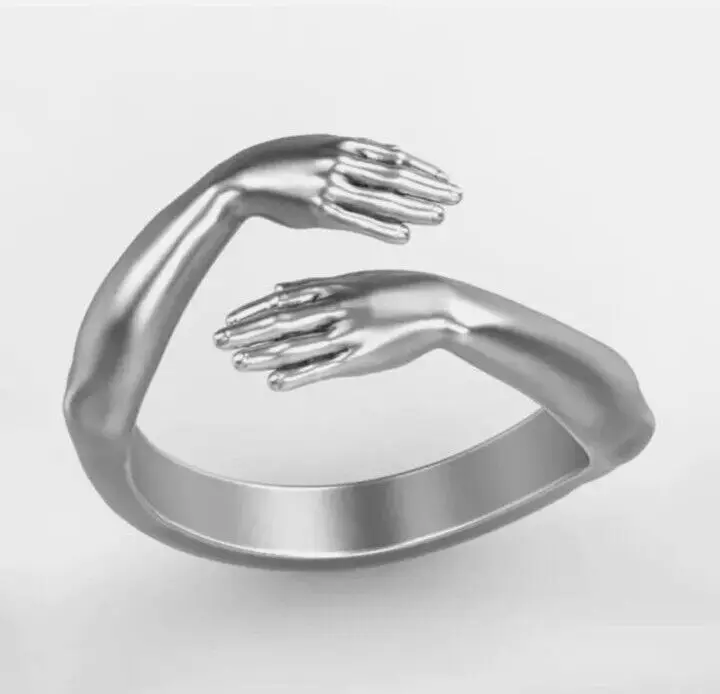 Love Hug Band Open Fashion Finger Ring Birthday Anniversary Christmas Gift for Daughter Niece Aunt Mom Grandma Sister Partner Jewelry Present 0