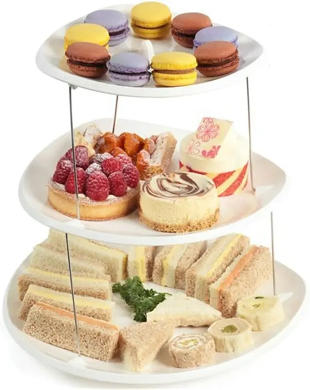 3 Tier Twistfold Flat Cake Stand/Party,Gathering,Guests Collapsible Plates (Turquoise) & (White) Organiser Racks Decorative 0