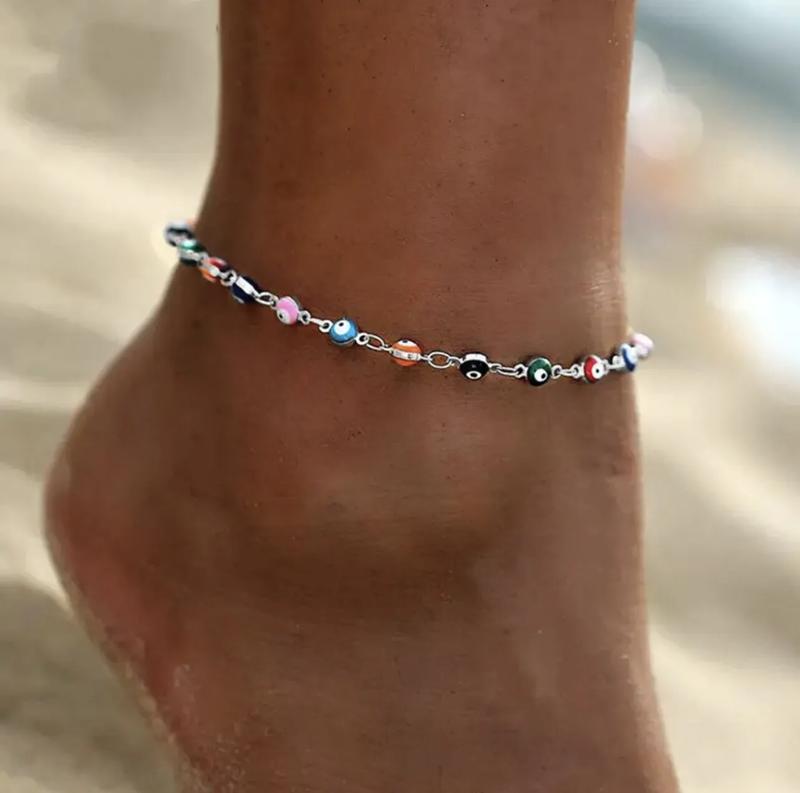 Evil Eye Beads Anklet Lucky Turkish Ankle Chain Gold/Silver Summer Beach 1