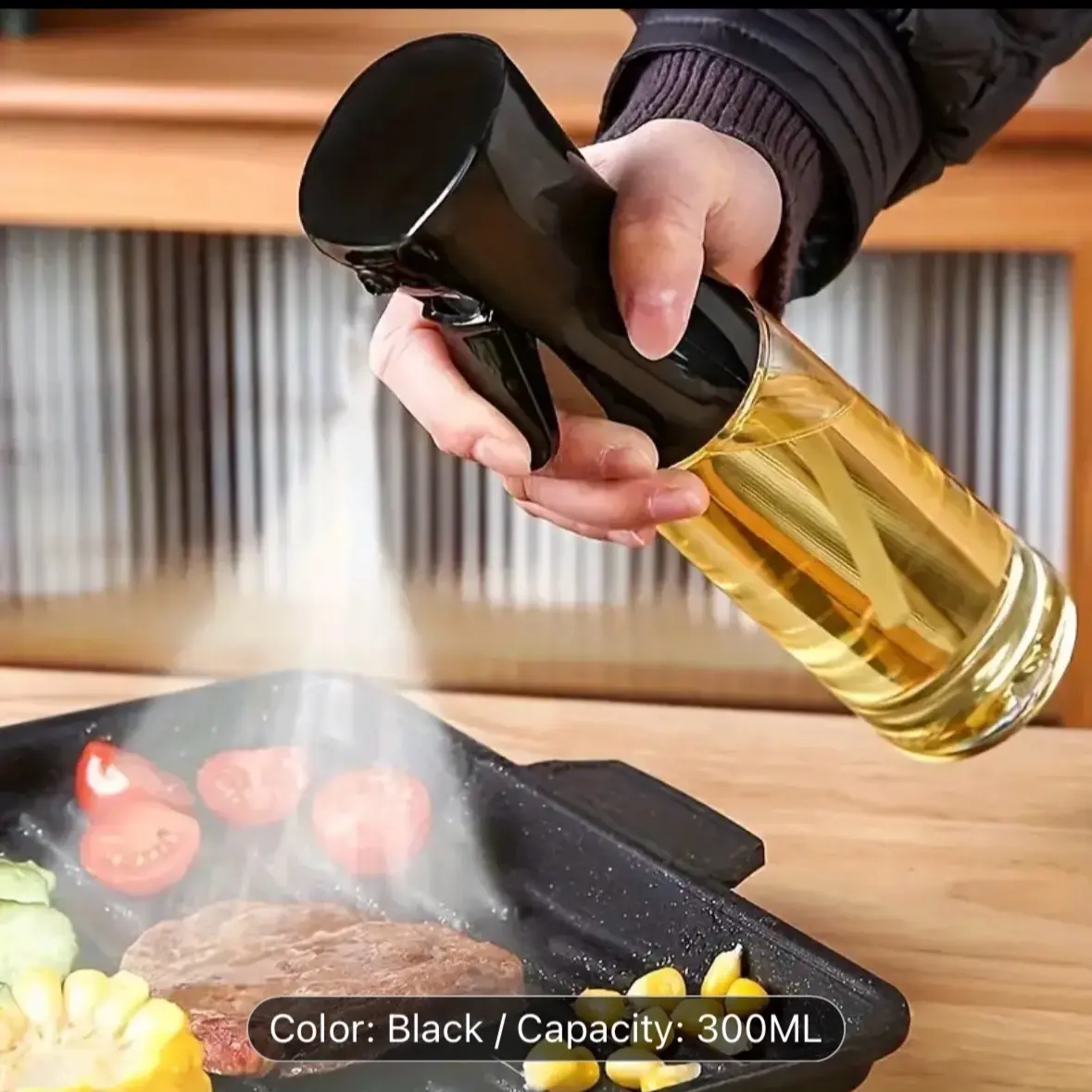 1pc Premium Olive Oil Sprayer Mister - Easy Press-Operation, Adjustable Spray Pattern, Non-Stick Coating, BPA-Free, For Air Fryer, Salad, Cooking, Baking, Grilling, BBQ, Vinegar Storage, Kitchen Seasoning Dispenser, Essential Kitchen Supplies