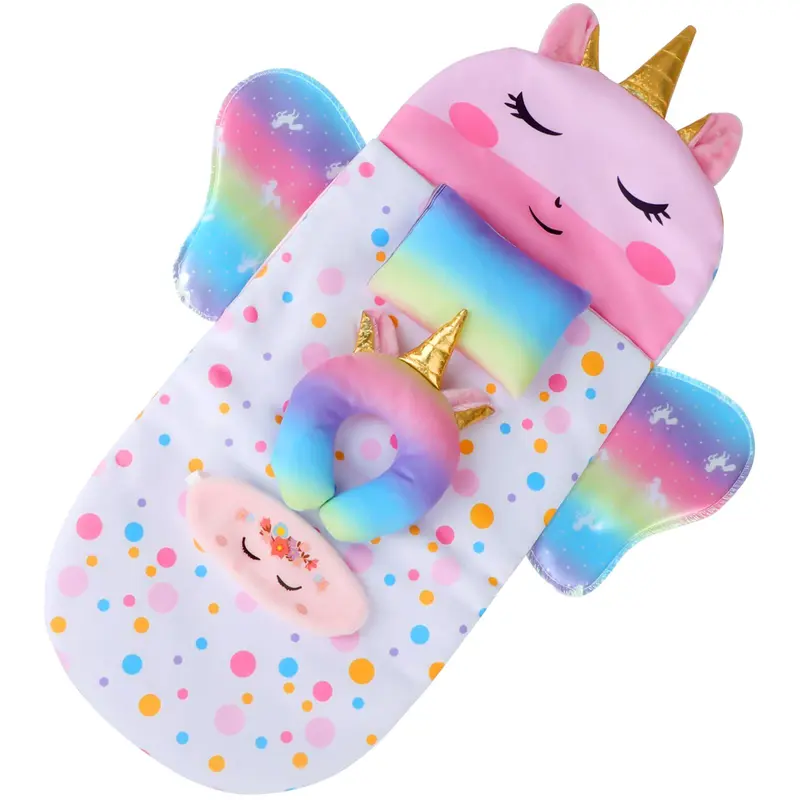 deAO Baby Doll Accessories Doll Pretend Toys Includes a Comfortable Sleeping Bag, a Soft Pillow,Aan Eye Mask And a U-shaped Pllow. (Doll not included) Suitable for 3 4 5 Years Old Children Gift 1