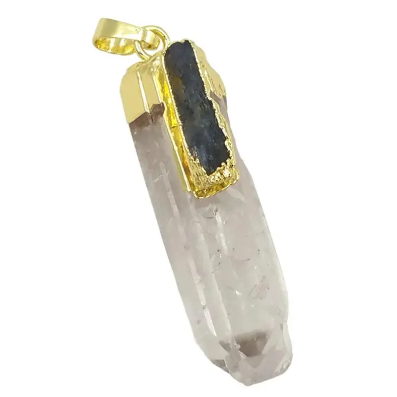 Sabrina Clear Quartz Pendant Women's Necklace with Aquamarine Touch 4