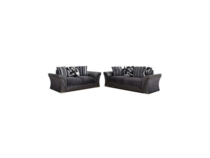 Shannon Corner (2C2) and 3+2 Seater Black/Grey Sofa 0