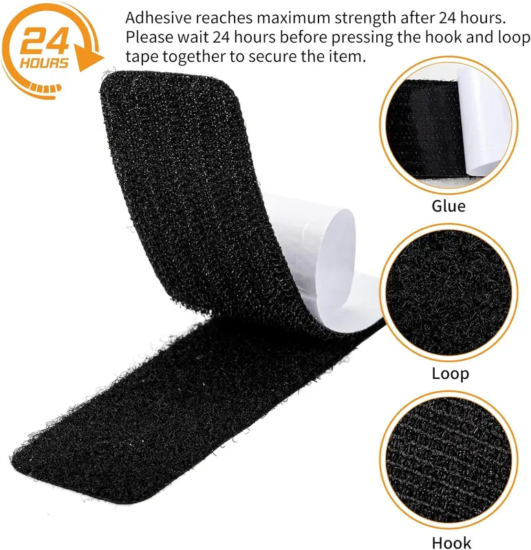 40 Pack Hook and Loop Tape Heavy Duty 1x4 Inch Double Sided Strips Strong Tape Self Adhesive Reusable Hook Loop Mounting Tape for Walls Doors Tables 1