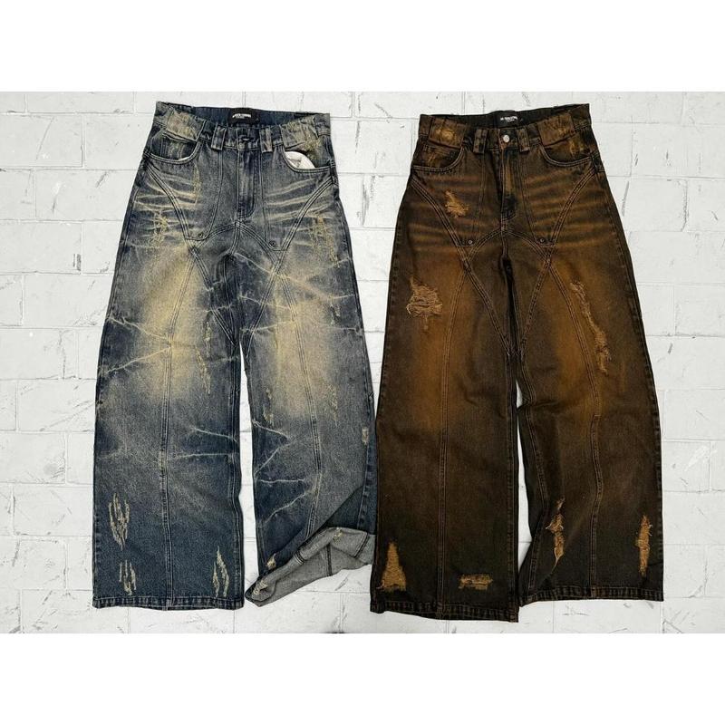 Y2k Jeans Retro Distressed High Waisted Baggy Jeans Punk Hip Hop Men Women Wide Leg Straight Denim Pants Slouchy Streetwear 5