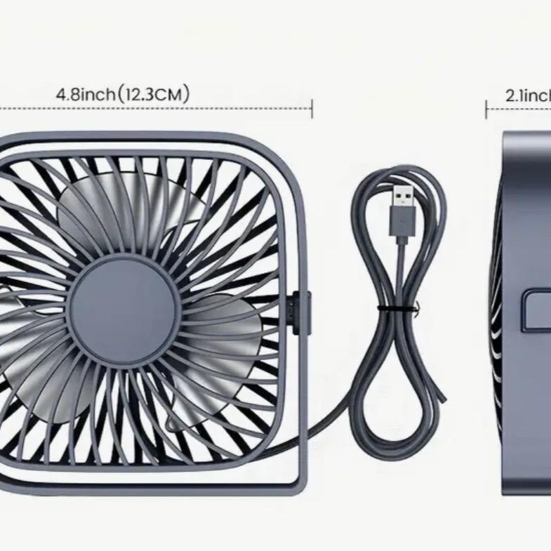 Portable USB Desk Fan Colour Blue, with 3 Speed Setting and 360 Degree Silent Rotation Colour Blue. 3